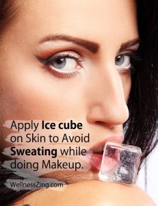 Apply Ice Cube on Skin to Avoid Sweating During Makeup