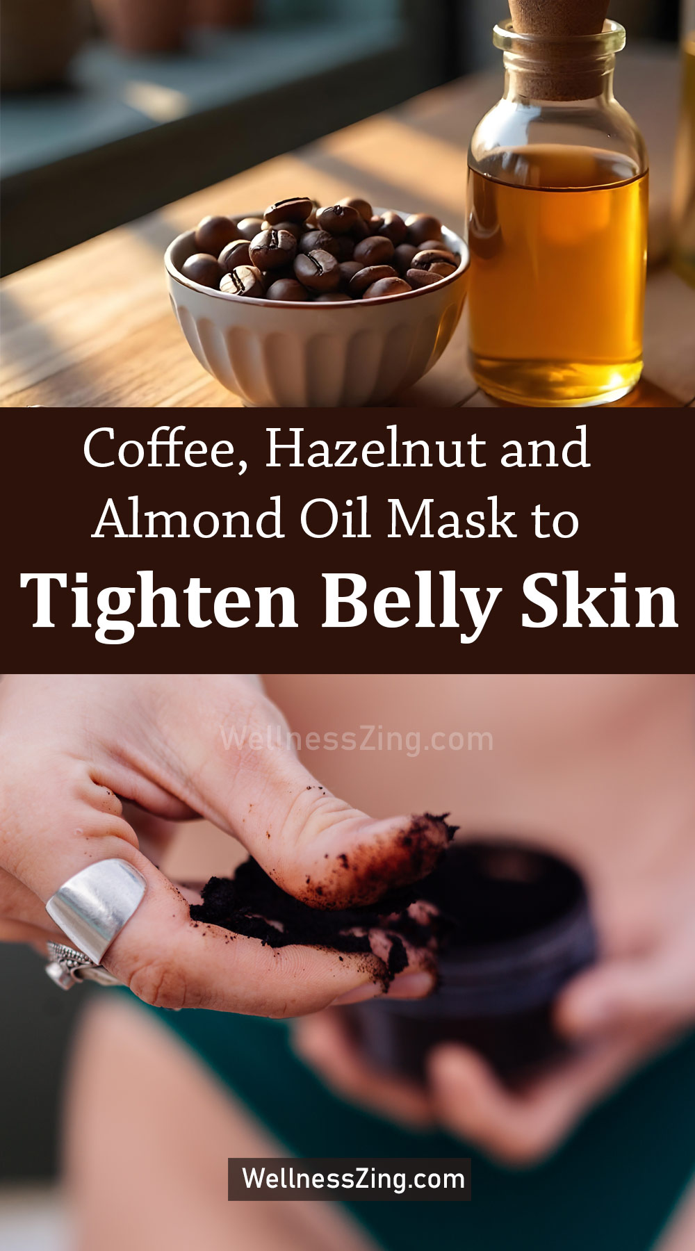 Coffee, Hazelnut and Almond Oil Mask to tighten belly skin