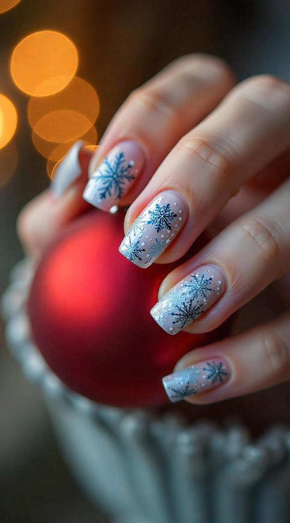 Christmas Nail Art Design Snowflakes Texture