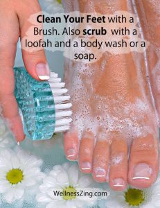 Clean Your Feet with a Brush for Pedicure
