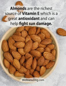 Almonds contain Vitamin E that fight Sun Damage