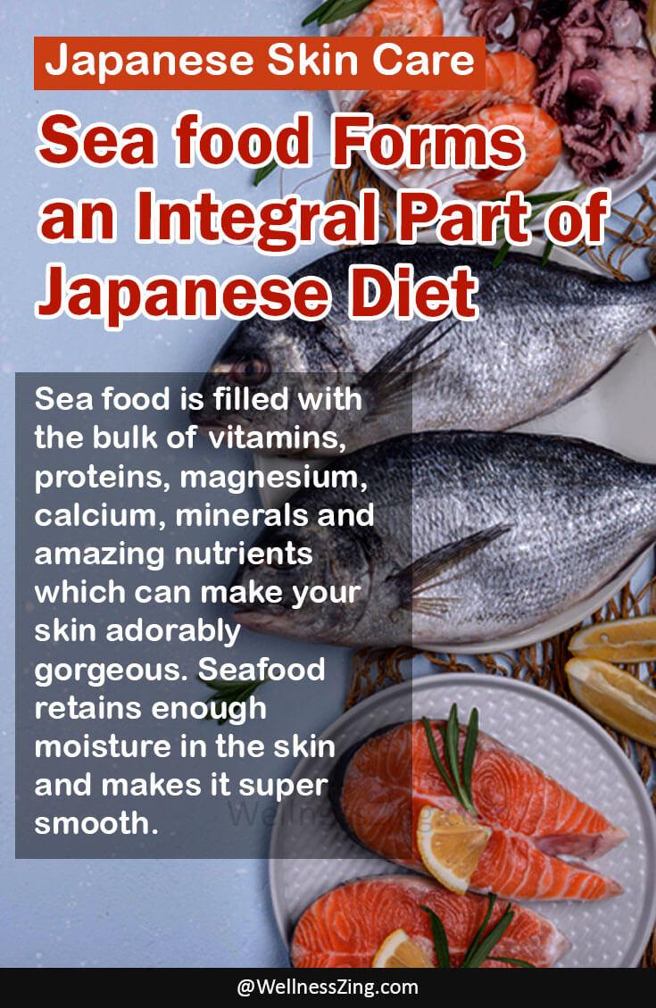 Seafood is a Part of Japanese Diet Helping Skin Care