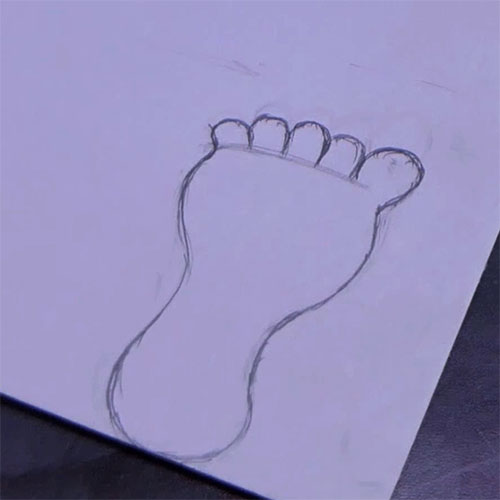 Draw Feet Shape on a Cardboard